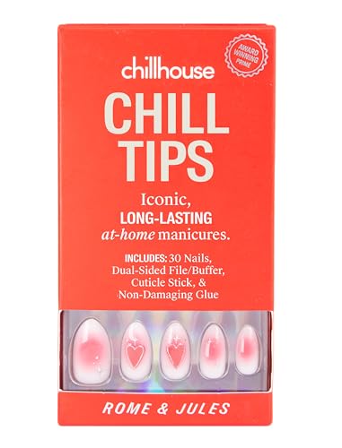 Chillhouse - Chill Tips, Press on Nails Kit - Rome & Jules (Oval) - 30 Nail Shapes & Sizes - Up to 2 Weeks of Wear - Customizable Fit - Reusable - Latina Founded & Women Owned - Beauty & Self Care - color: Rome & Jules