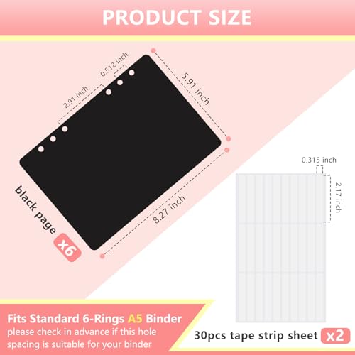 KEIFIN 6 Pcs Press On Nail Book Display Organizer Binder A5 Inserts, Black - color: BLACK