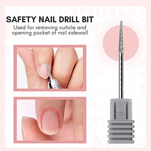 Makartt Nail Drill Bit:Cuticle Bit for Nail Drill 3/32" Safety Bit Fine-F - size: Needle shape-F