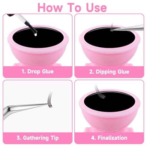 G2PLUS 100PCS Pink Disposable Plastic Nail Art Tattoo Glue Rings Holder Eyelash Extension Rings Adhesive Pigment Holders Finger Hand Beauty Tools (Pink) - color: PinK