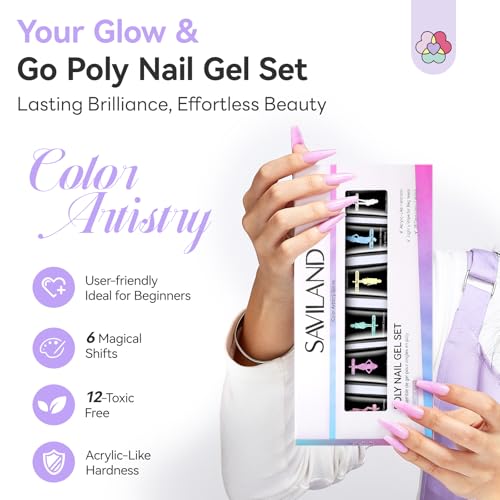 Saviland Hema-Free Poly Gel, 6 Fine Shimmer Colors for Nail Art Home Salon - color: 02- 6 Colors Water-Light Radiance
