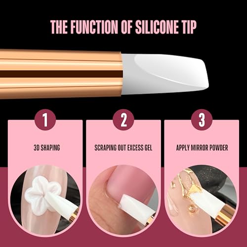 NOVO OVO 2 PCS Double End Multiple Use Nail Pen Brush Kit for Poly Gel Nail Dual Forms, Anti-stick PolyGel & Builder Manicure Pedicure Extension, For Hand and Toe Nails Tool Salon DIY Home - color: Double End Multiple Use Nail Pen