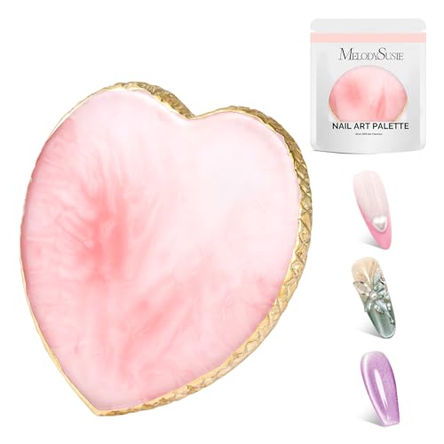 MelodySusie 1Pc Heart Resin Nail Art Palette Color Mixing Board Pink - color: Pink Heart Without Spatula