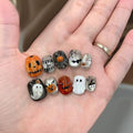 Halloween Press On Nails, Short Square Ghost Pumpkin Design - color: style 01