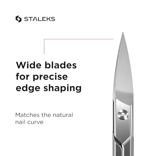 STALEKS PRO Smart 30 Nail Scissors, Wide Curved Blades, Satin Finish