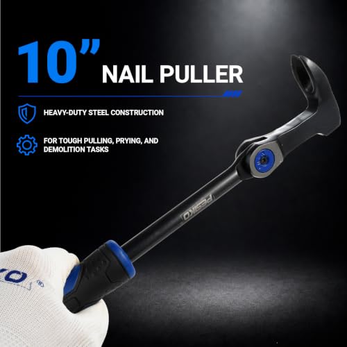 10" Nail Puller Pry Bar, Indexing Crowbar Multi-Angle Wrecking Bar - size: 10"
