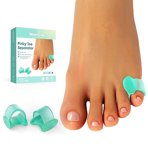 Welnove Gel Toe Separator - 12 Pack Pinky Toe Spacers - FSA/HSA Eligible Little Toe Cushions, Small Toe Sleeves for Preventing Rubbing & Reducing Pressure (Green) - color: Green