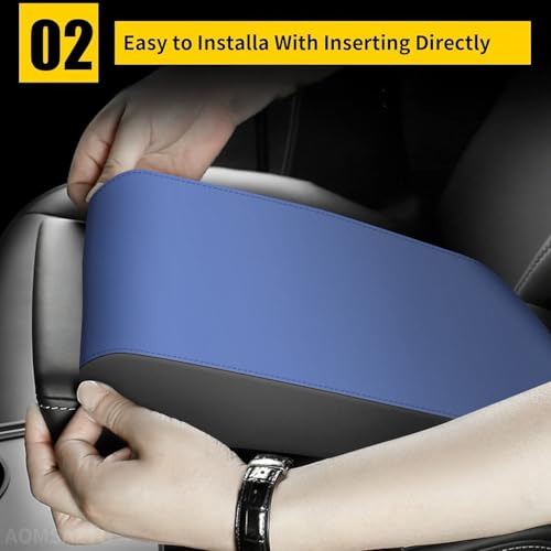 AOMSAZTO Armrest Console Covers for 2013-2018 Nissan Altima Blue Leather - color: Black With Blue, size: 2013-2018