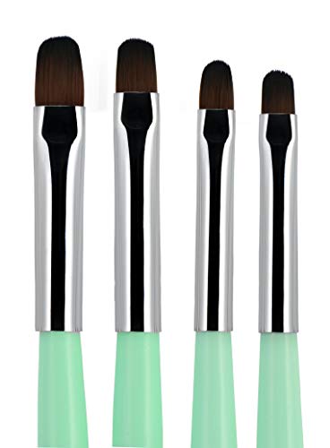 Beaute Galleria - 4pcs Acrylic UV Gel PolyGel Nail Art Brush Set (Size 6, 8, 10, 14), Nail Tips Builder Painting Pen Clean-Up Brush, Wooden Handle with Nylon Hair