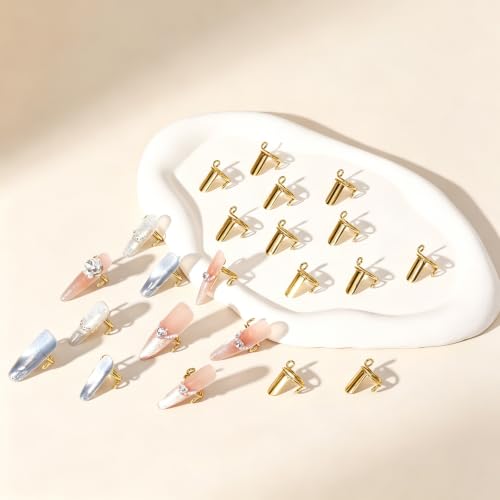 20Pcs Wudu Nail Rings with 120Pcs Adhesive Nail Tabs-Gold - color: Gold