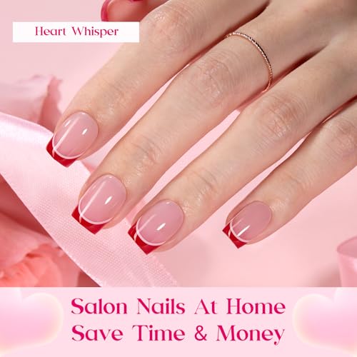 Beetles Press On Nails - Heart Whisper, 3 Colors Short Square 180 Pcs - color: K - Heart Whisper - S
