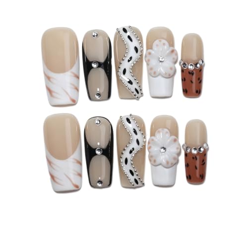 Handmade Medium Taper Square Press On Nails|Reusable & Salon QualityO932, M - color: O932, size: M
