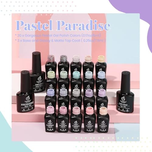 Beetles Pastel Gel Nail Polish Set 20 Colors, Macaron Gel Polish Kit - color: Pastel Paradise 20 Colors