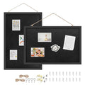 2-Pack 12"x16" Black Framed Black Linen Bulletin Board, Framed Pin Board - color: Black, size: 12*16inch-2pack