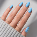 Blue Press On Nails Almond - Blue Almond Fake Nails - color: 5C - Soft Blue