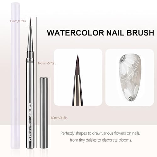 3Pcs Nail Art Brushes Set for Flower Petal Butterfly Drawing, 3D Gel Acrylic Nail Brush, Fine Liner Nails Design Tool, Professional Watercolor Painting Pen for Manicure DIY Salon - color: Metal Painting Brush
