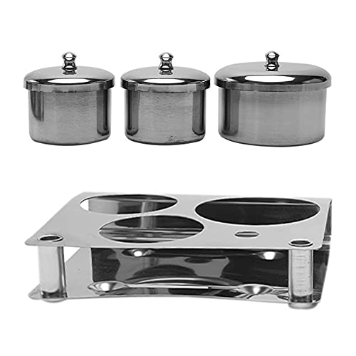 3PCS Stainless Steel Nail Art Dappen Dish with Lid for Acrylic Nail Liquid