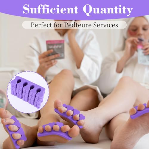 100 Pcs Sponge Toe Separators Soft Finger Separators Premium Pedicure Tool Kit Flexible Toe Divider Spacer for Polishing Pedicure Manicure Coating Nail Art Beauty Accessories (Purple) - color: Purple