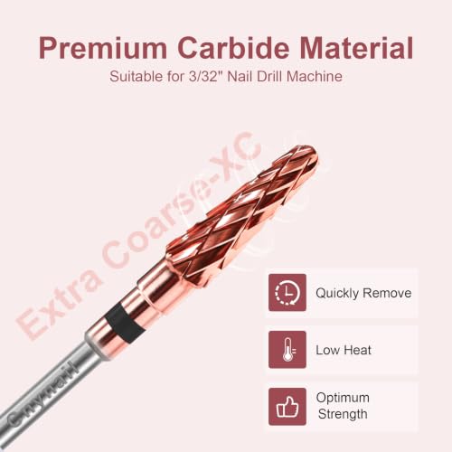 3/32" 2PCS Clean Cone Carbide Cuticle Cleaner Bit for Nail Prep & Cleaning - color: 008 Rose Gold, size: XC