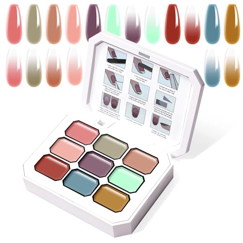 Gradient Painting Gel, 9 Colors Ombre Painted Gel Nail Polish - color: Monet’s Garden