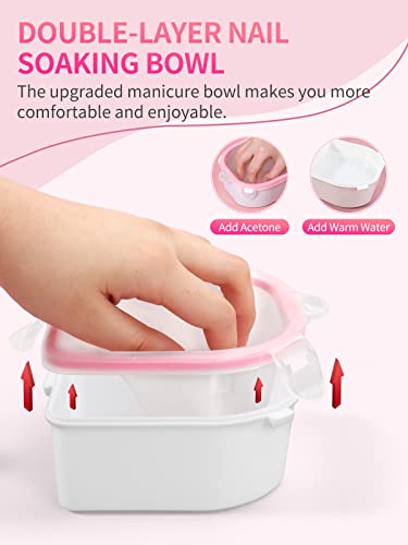 Yokilly Nail Soaking Bowl Set: 2PCS Soak Off Gel Polish Dip Powder Remover - color: Pink-4pcs set