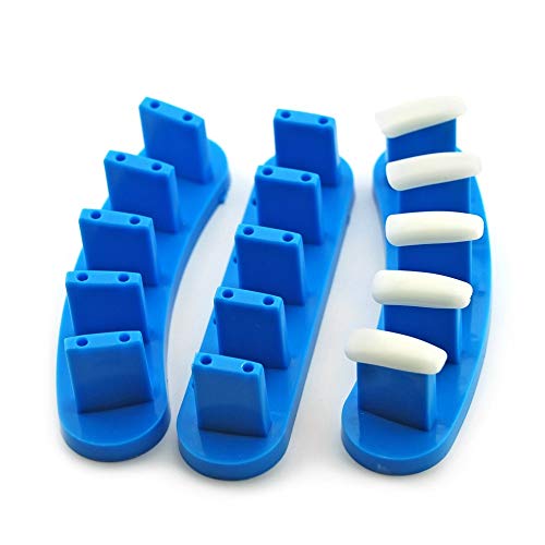 3Pcs Nail Practice Display Stand with 10Pcs False Nail Tips - color: Blue