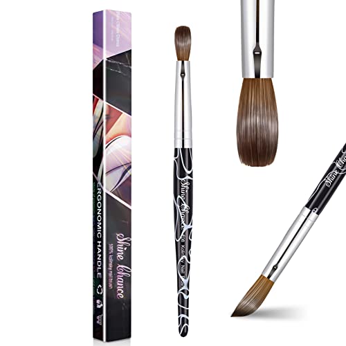 Acrylic Nail Art Brush Size 8, 100% Pure Kolinsky Hair Oval for Application, Professional Extension Manicure Tool Striping Drawing Pen DIY Home Salon, Black - color: Black, size: #08