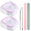 Nail Soaking Bowl Acetone-Proof- 2Pcs Manicure Soak Bowls Kit - color: S1-Pink