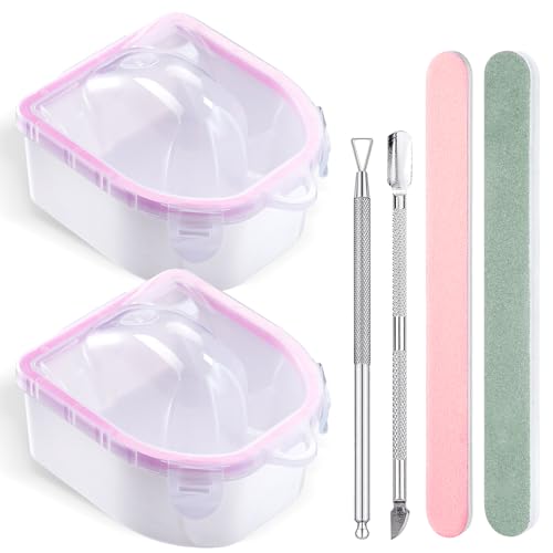 Nail Soaking Bowl Acetone-Proof- 2Pcs Manicure Soak Bowls Kit - color: S1-Pink