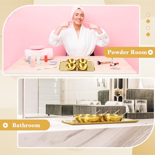 9 Pcs Gold Facial Supplies Large Gold Skincare Tray 4 Stainless Steel Facial Mask Mixing Bowls 4 Esthetician Mixing Spoons Spa Tray Esthetician Bowls for Mask Body Care Bathroom - color: Gold