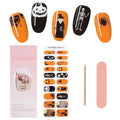 TOROKOM Halloween Cured Gel Nail Strips, Orange Pumpkin Gel Nail Polish Strips, Long Lasting Waterproof Full Nail Wraps, UV/LED Lamp Required - style: 03
