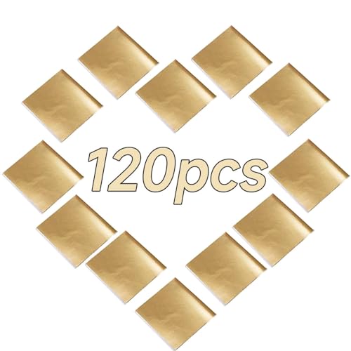 Jakuhaga K Gold Leaf Sheets, 120 Sheets for Resin Art and Crafts - color: K Gold