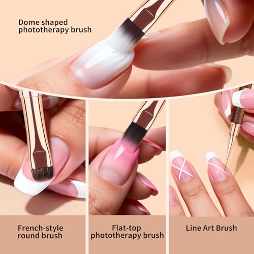 Builder Gel Brush - Nail Art Brushes for Polygel, 2Pc Double-Ended