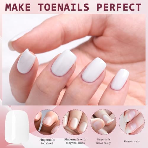 Short White Press on Nails Square Fake Nails Press ons White Glue Nails - color: White