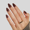 LAMIMOSA 32Pcs Brown–Red Polka Dot Press On Nails Short Almond. DOT DOT DOT - color: Dot Dot Dot
