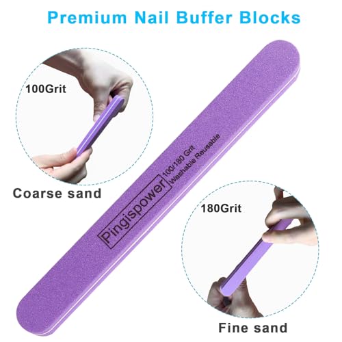 10Pcs Nail Buffer Block Kit, 100/180 Grit Double-Sided - color: Black + Purple