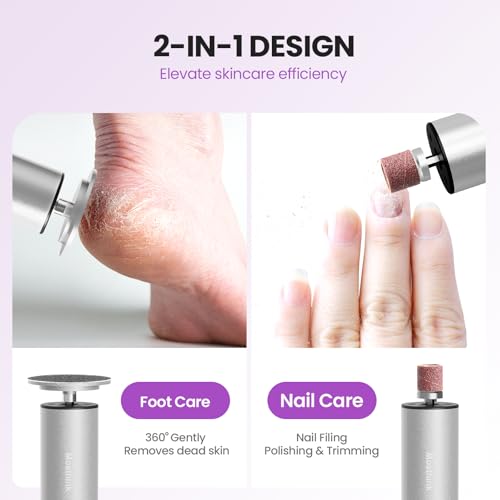 2-in-1 Electric Callus Remover for Feet, Professional Pedicure Tool Gift - color: Sliver