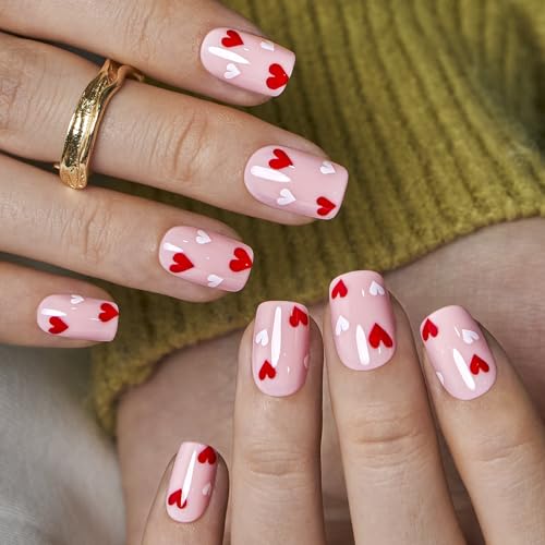 CurvLife Shrot Square Press On Nails, Cupid Touch Red, Soft Gel - color: Cupid Touch