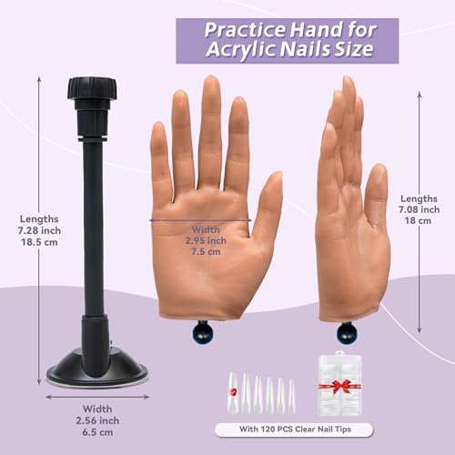 Realistic Silicone Practice Hand for Acrylic Nails, Flex Fingers - color: Color 3