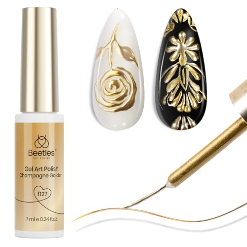 Beetles Metallic Gold Gel Liner 7ml French Tip Gel Polish 3D Mirror Effect - color: B - Gold-1