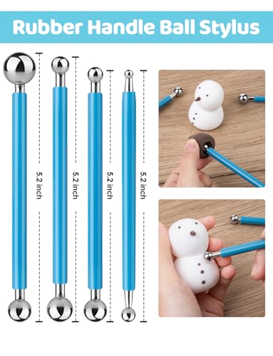 20Pcs Clay Sculpting Tools Kit, Ceramic Clay Ball Stylus Dot Painting Tools, Air Dry Clay Tools Set for Carving, Dotting, Embossing, Shaping, Molding, Pottery Crafts, Nail Art, Rhinestone, Rock - color: 20PCS
