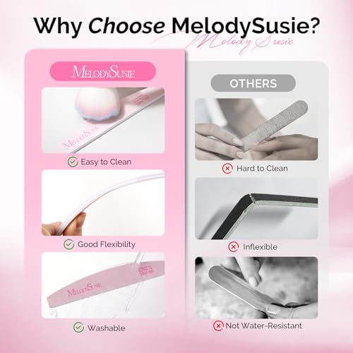 MelodySusie 7Pcs Nail Files 100/180 Grit Emery Boards Pink & Purple - size: 7Pcs Half-moon Shape