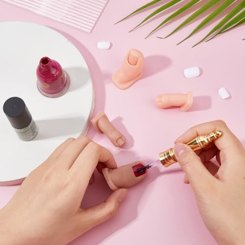 SUPERFINDINGS 2 Sets 2 Colors Nail Art Practice Toenail 4PCS Silicone Practice Toes with 200PCS Plastic Toenail Tips for Nail Art Training Flexible Mannequin Feet Finger Model for Enhanced Nails Skill