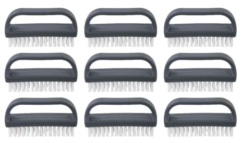 Superio Stiff Nail Brush for Cleaning Fingernails Small Scrub Brush with Handle, Cleaning Brushes for Hands, Toes, and Nails (Black, 9 Pack) - color: 9 Pack