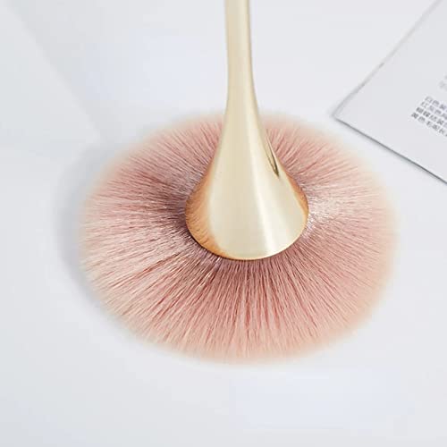 2Pcs Nail Dust Brush Cleaner for Acrylic, Dip Powder, Makeup, Blush - Large Manicure Clean Up Tool - Nail Art Brushes (Gold+Black) - color: Gold+Black