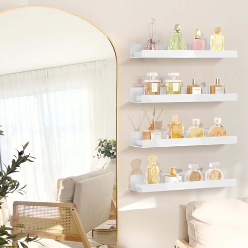 4 Pack 15 Inch White Acrylic Floating Wall Shelves, Kids Bookshelf - color: 15in-whtie