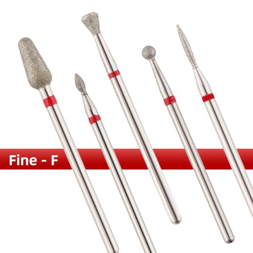 QUNZHAO 5Pcs Diamond Nail Drill Bits sets (RED (Fine) B03 set) - color: RED (Fine) B03 set