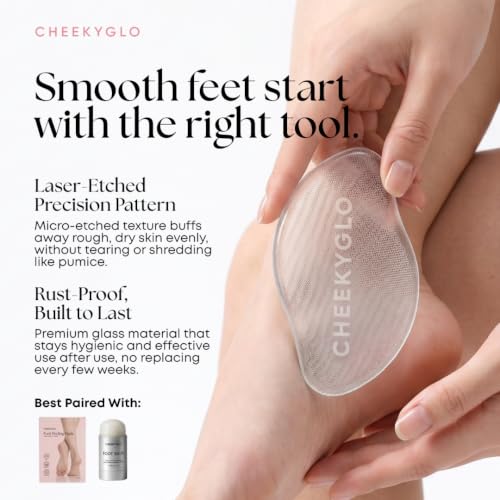 CheekyGlo Premium Glass Foot File (Sensitive) | Foot Exfoliator | Foot rasp | Nano-Glass Foot File | Callus Remover | The Original TikTok Viral Glass Foot File