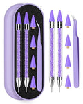 Difenni Rhinestone Picker Tool, Wax Pencil for Rhinestones Tool, Dual-Ended DIY Nail Bedazzling Tools with 4 Extra Purple Replaceable Wax Head and 1 Tweezer(Purple) - color: Purple B