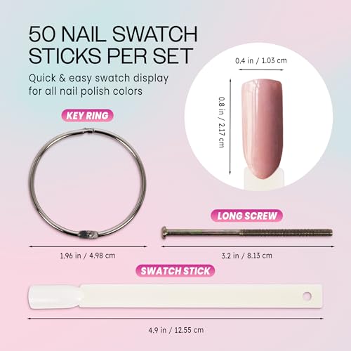 250 Nail Tips Chart Fan Display for Nail Art Design Pattern Practice and Swatch Nail Polish Colors - 50 Tips Style Chart Fan (Natural) 5 Packs